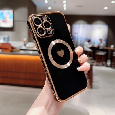 Для iPhone 13 Pro Магнитный чехол Гибкий ТПУ чехол для телефона с дизайном в виде сердечек