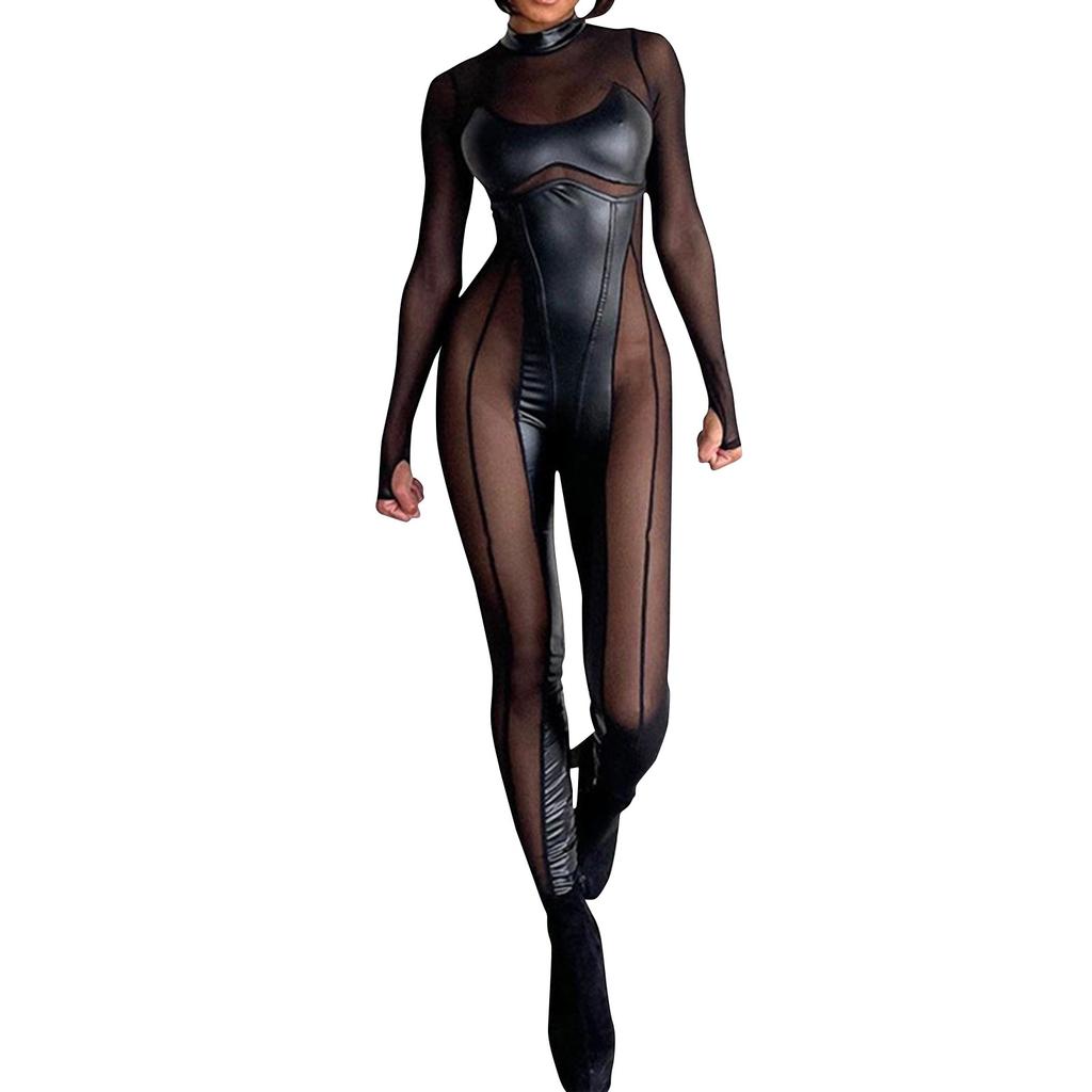 Женское сексуальное нижнее белье для вечеринок, сетчатый прозрачный боди с длинным рукавом