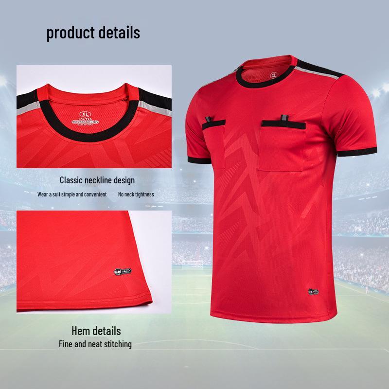 Breathable Adult Football Kit: Sweat-Wicking Jersey & Shorts Set with Short Sleeve Training Top Referee Uniform
