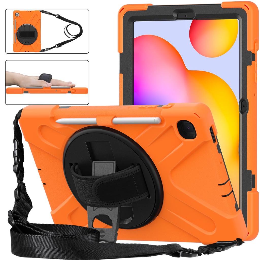 For Samsung Galaxy Tab S6 Lite Stand Case SMP620 P610 P613 P615 P619 Anti-knock Cover Holder with Pencil Slot and Shoulder Strap