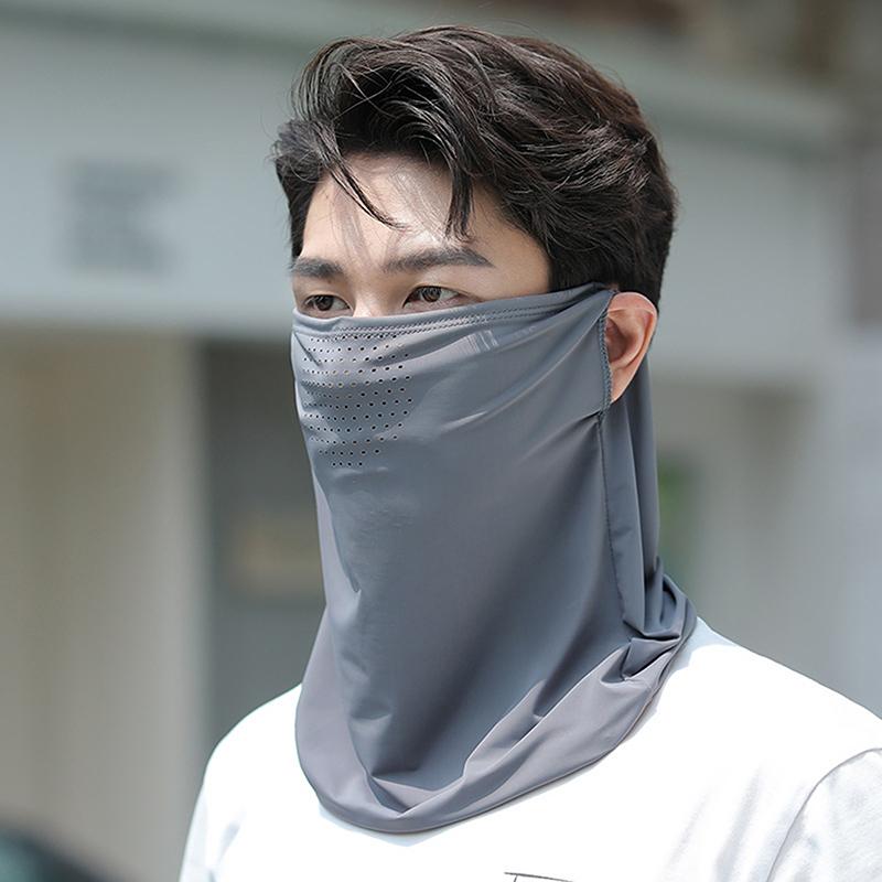 Унисекс шарф для лица дышащий ледяной шелк УФ-защитная маска мягкая регулируемая анти-ультрафиолетовая тонкая для летнего активного отдыха