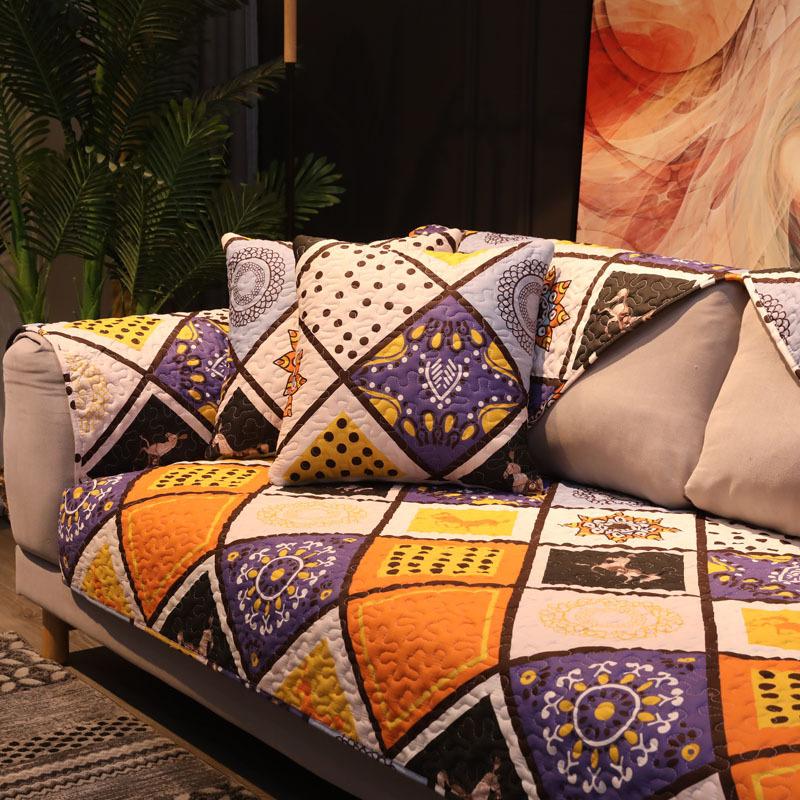 Cotton Sofa Cushion Simple Modern Cotton Fabric All-season Universal Non-slip Sofa Cover Scarf