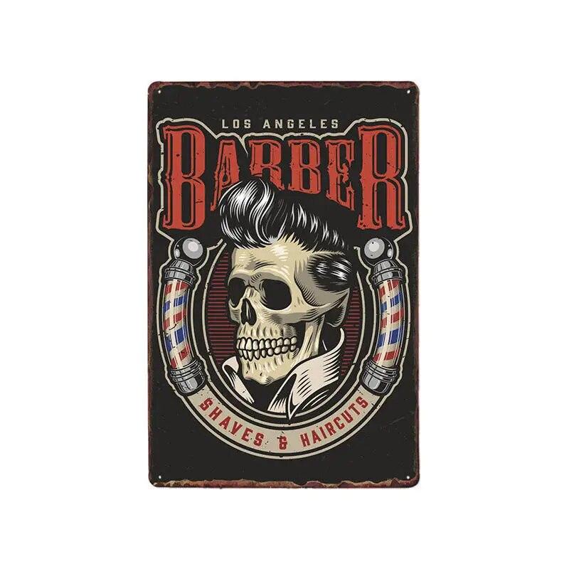 Hohappyme Vintage Barber Shop Metal Signs Barbershop Poster Bar Pub Retro Plaque Haircut and Shave Beard Iron Plates 20x30 Cm