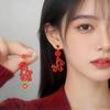 Модные Красные Лошадиные Масляные Капли Стеклянные Пусеты: Модный и роскошный новогодний аксессуар для женщин