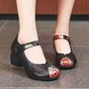 Shoes Women's Shoes Cowhide Chunky Heel Soft Bottom Non-slip Leather Shoes Ethnic Single Shoes