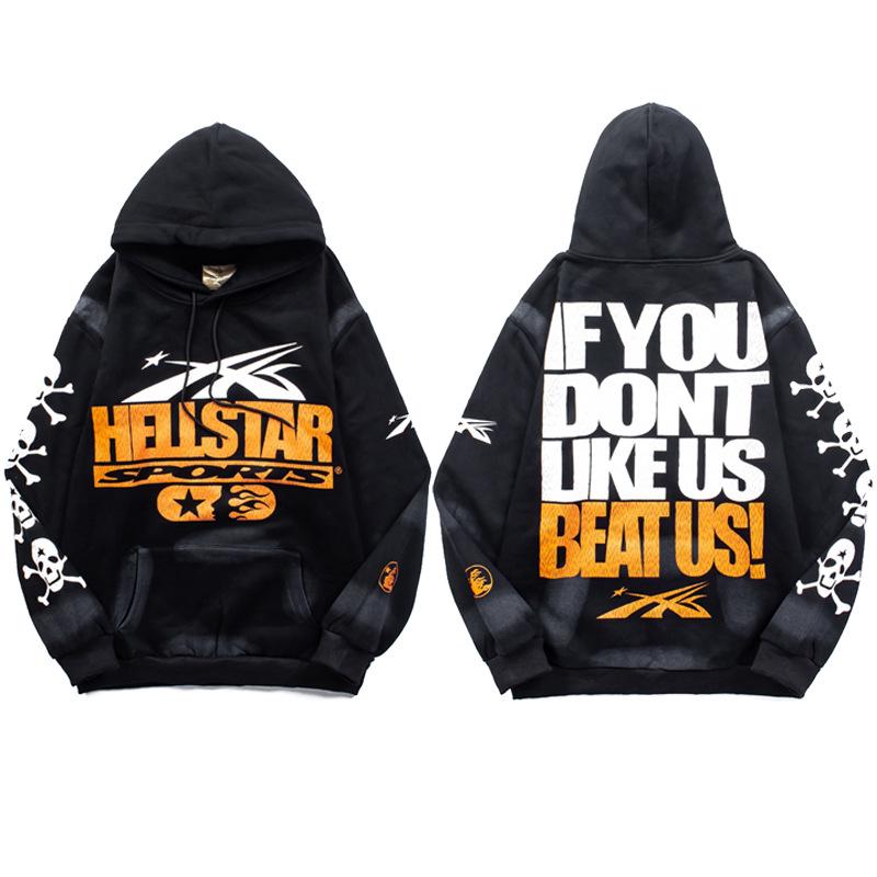 Ретро-худи Hellstars с ручной росписью в стиле граффити - Модный дизайн с эффектом облупившейся краски и окрашиванием в грязевые тона