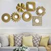 1PC/3PC Vintage Round Square Wall Mirror Sets Home Hanging Mirror Sets Gold Hanging Mirror