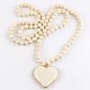 Heart Shape Pendant Turquoise Beaded Necklace 8 mm Beads Boho Necklace  Women Gift