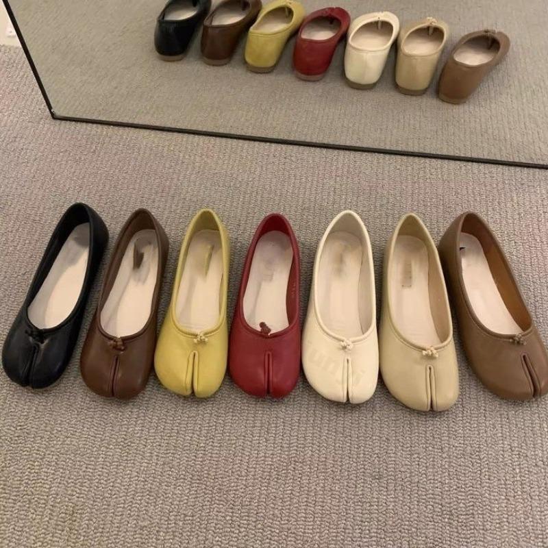 Women Ballet Flats 2026 Spring Summer PU Leather Footwear French Vintage Single Shoes Fashion Lightweight Non-slip Casual Shoes