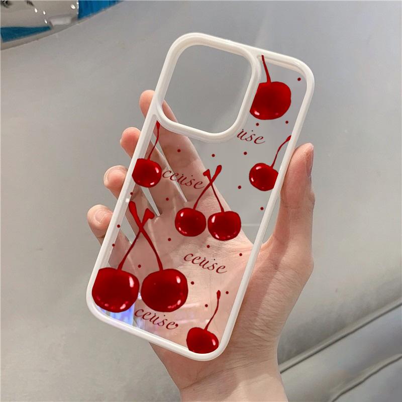 Чехол Красная Вишня Кролик для iPhone 16 Pro Чехлы iPhone 11 12 13 14 15 Pro Max 7 8 Plus X XR XS SE Прозрачная Силиконовая Накладка