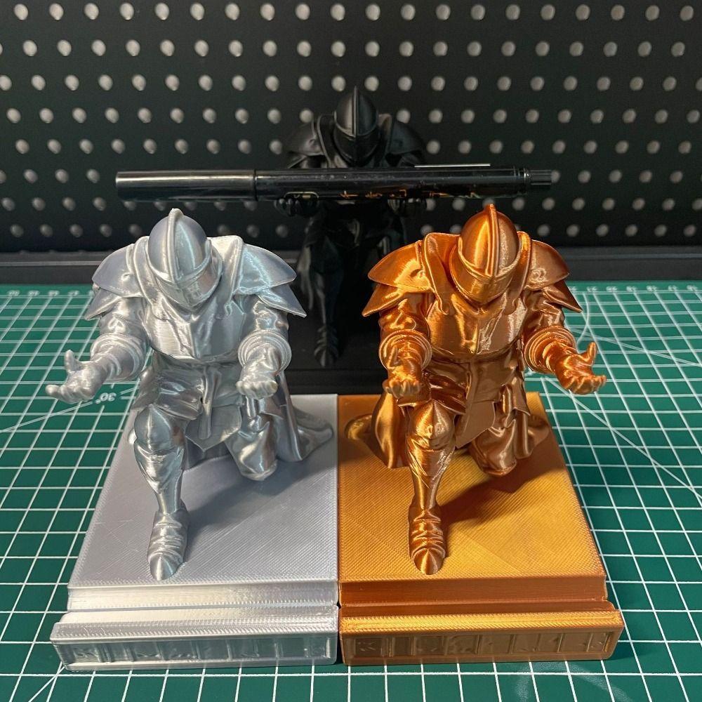 Desk Organizer 3D Printed Pen Holder Silver Gold Educational Medieval Armor Figurine Desk Decor Statue Pencil Holder