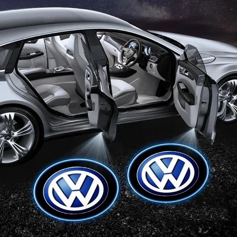 Для VW Новый 2 шт. Беспроводная HD Подсветка Салона Проектор Двери Автомобиля Приветственный Свет Для Volkswagen VW RLine R Golf Amarok T5 Phaeton ID