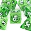7 шт., зеленый, белый, зубчатое колесо, металлические кубики, набор полых металлических многогранных кубиков, подходит для ролевой игры, настольной игры, карточной игры