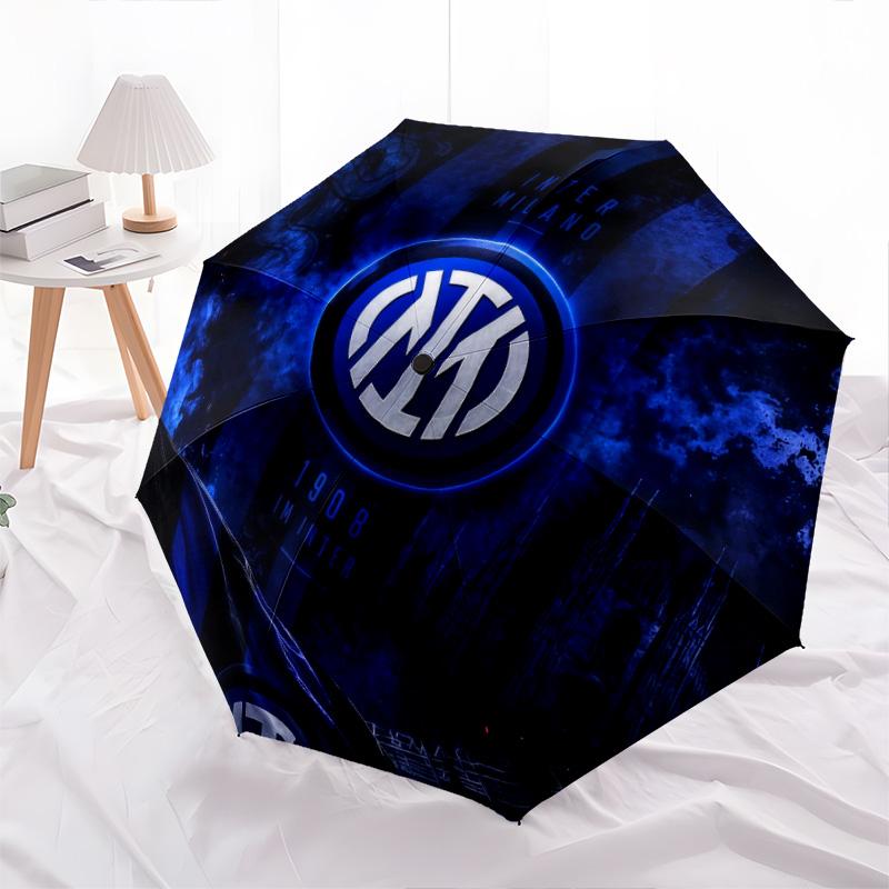 Inter Milan pattern, automatic folding umbrella, portable and foldable design, 8 ribs, a Christmas or birthday gift.