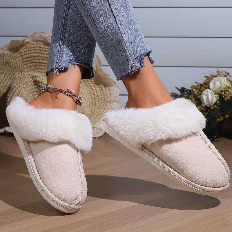 Cotton Slippers Women's Autumn and Winter Plush Home Fluff Mop Head Indoor Non-slip Home Cotton Slippers