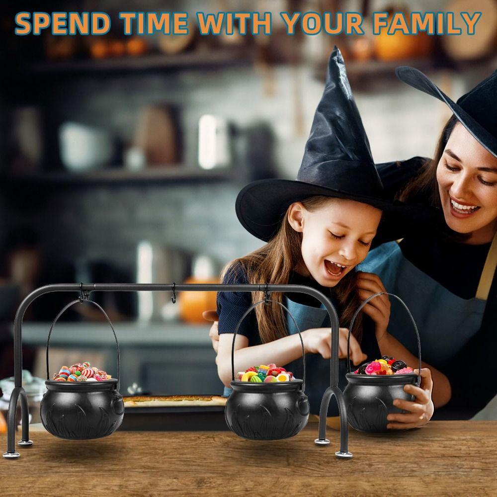 Reusable Halloween Cauldron Food Holder Hanging Cauldron Bowl Desktop Decor  Party Supplies