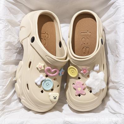 [] Пещерные сандалии женские летние на высокой толстой подошве нескользящие пляжные с закрытым носком