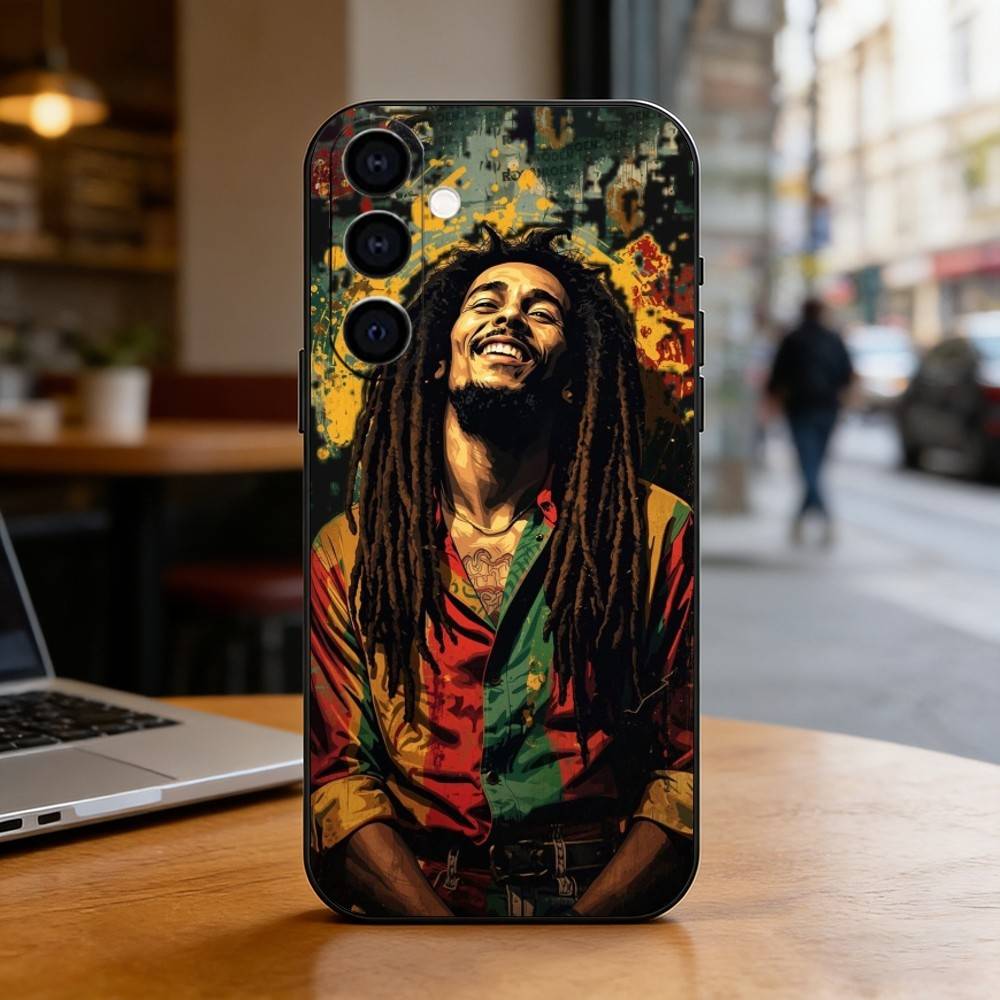 J-Jamaica Bob M-Marley Lion Phone Case For Samsung Galaxy A73,A72,A71,A70,A53,A52,A51,Others Soft Black Cover