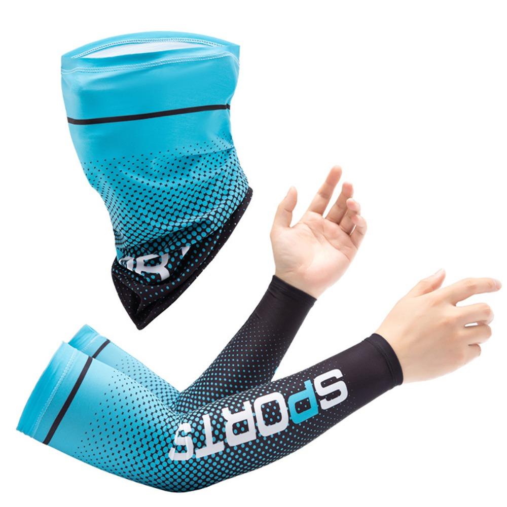Long Arm Sleeve and Mask Suit Sunscreen Hand Protector Cover Breathable Ice Silk Sleeves Men