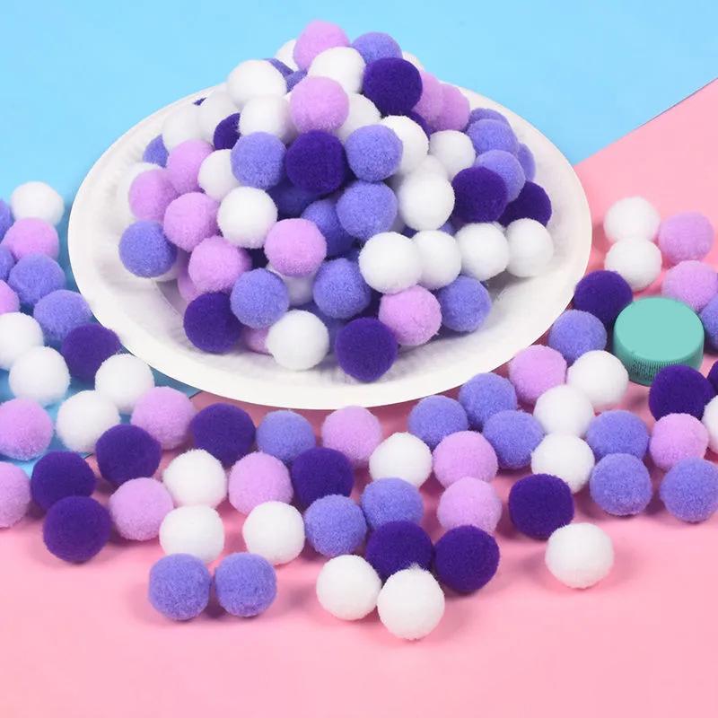 100 Pcs/Lot Macaron Pompom Fluffy Ball 10Mm Coloful Plush Ball Handmade Craft Diy Decor Toy Hairband Material Accessories