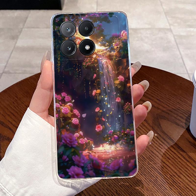 Чехол для Poco X6 Pro 5G/Poco X6 5G Прозрачный Роскошный Милый Кролик с Сердечками Забавный Мягкий Силиконовый Чехол для Телефона PocoX6 X6Pro Прозрачная Задняя Крышка