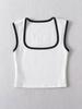 Woman Fashion Slim Solid Contrust Camis Casual Sleeveless Tanks Square Collar Crop Tops Clothing Streetwear Mujer 2024 Y2k