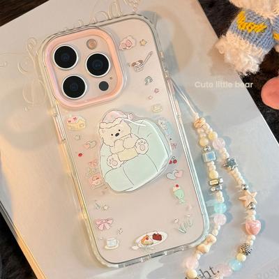Подставка для щенка Nightcap для iPhone16promax для чехла для телефона Apple 17 15Для14 Прозрачный мультяшный 13 Подвесная цепочка