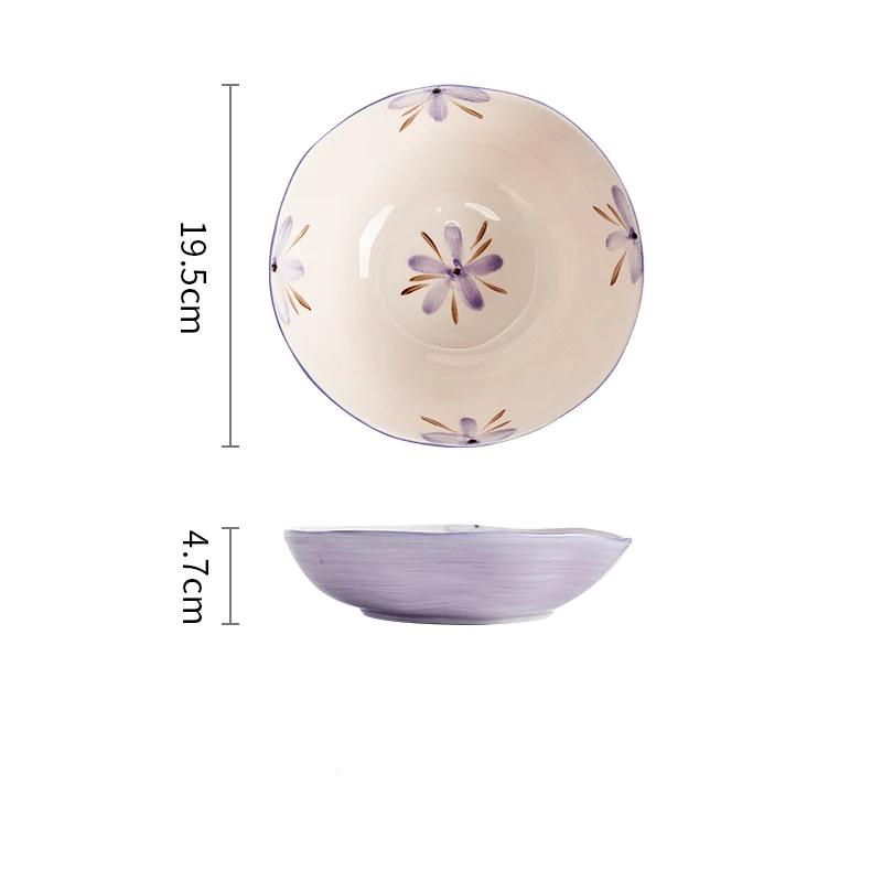 Романтичные фиолетовые керамические тарелки, легкие, роскошные, ресторанные, фруктовые, салатные, домашняя кухня, паста, обеденная тарелка, изысканные миски для риса