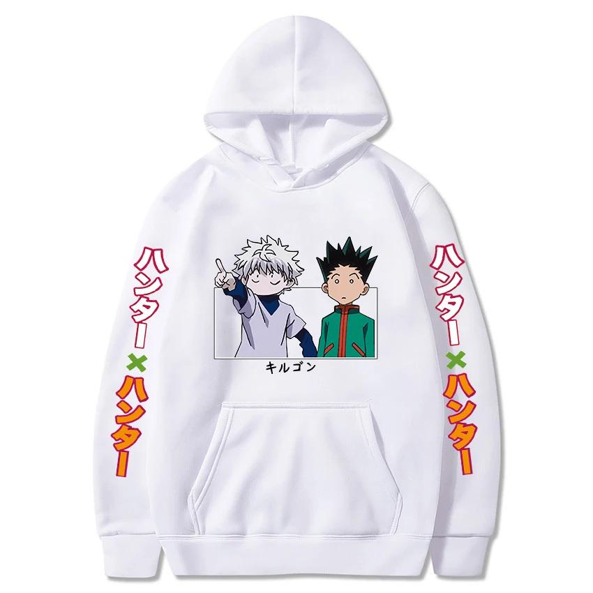 Hunter X Hunter Япония Аниме Мужчины Женщины Толстовки Harajuku Gon Killua Принт Плюс Размер Толстовка Унисекс Осень Зима Уличная одежда
