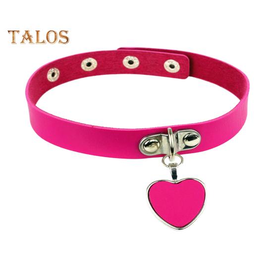 Женский воротник в стиле рок-панк, искусственная кожа, подвеска в форме сердца, регулируемая окружность, клубная вечеринка, косплей, реквизит, женское колье, ювелирные изделия