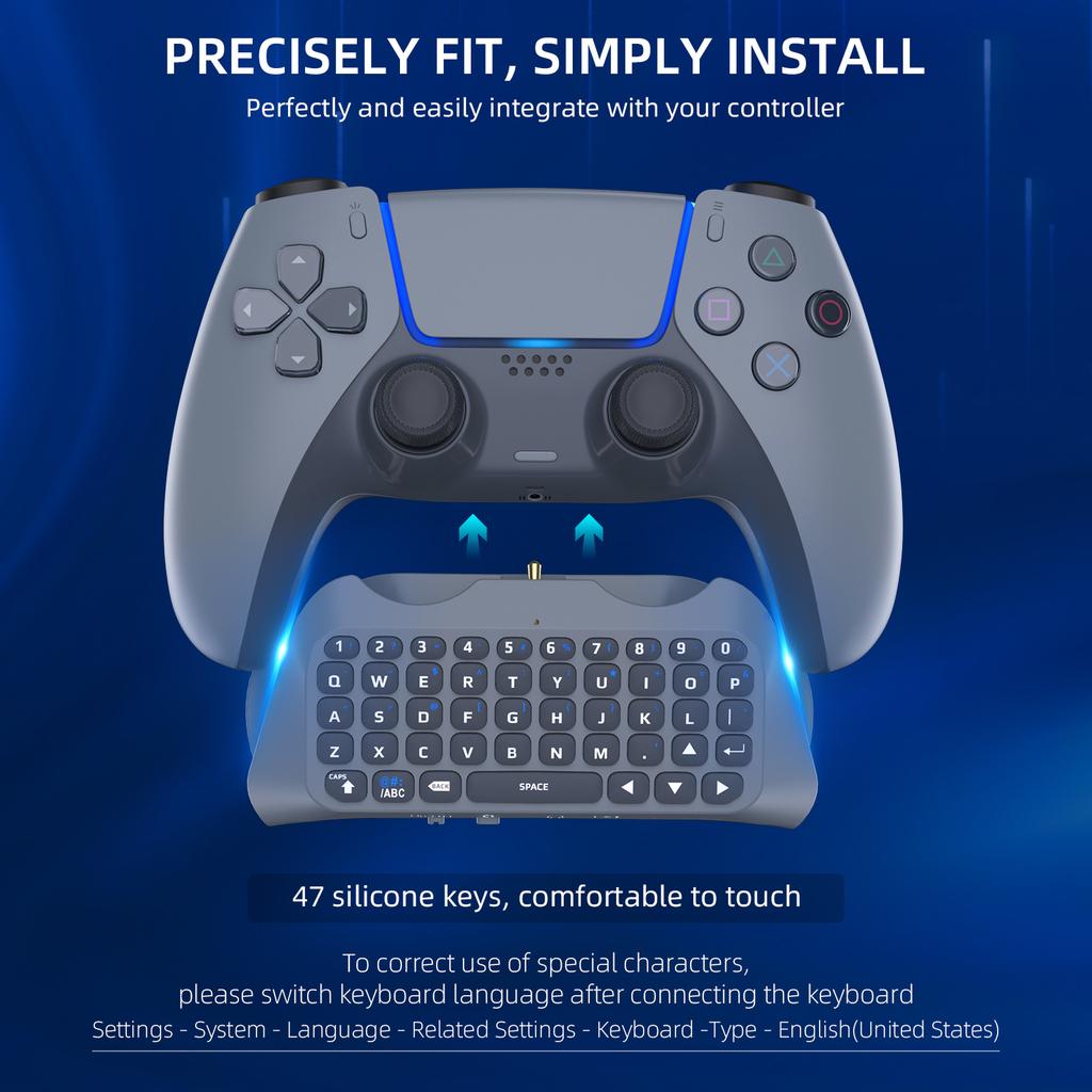Беспроводная Bluetooth-клавиатура для контроллеров PS5 – Встроенный динамик для голосового чата и ввода текста