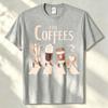 The Coffees Abbey Road Parody Coffee Cup Graphic T Shirt Unisex Cotton Tee Coffee Lover Casual Retro Music Fan Wear Top Apparel