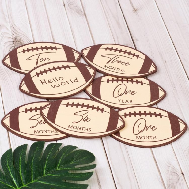 Football Theme Baby Monthly Milestones Marker Card Infant Commemorative Calendar Card Record Growth Photography Props