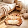 Irregular Hamster Shaped Rug Cute Chubby Hamster Holding Sunseed Fluffy Plush Non Slip Bedroom Bedside Floor Mat