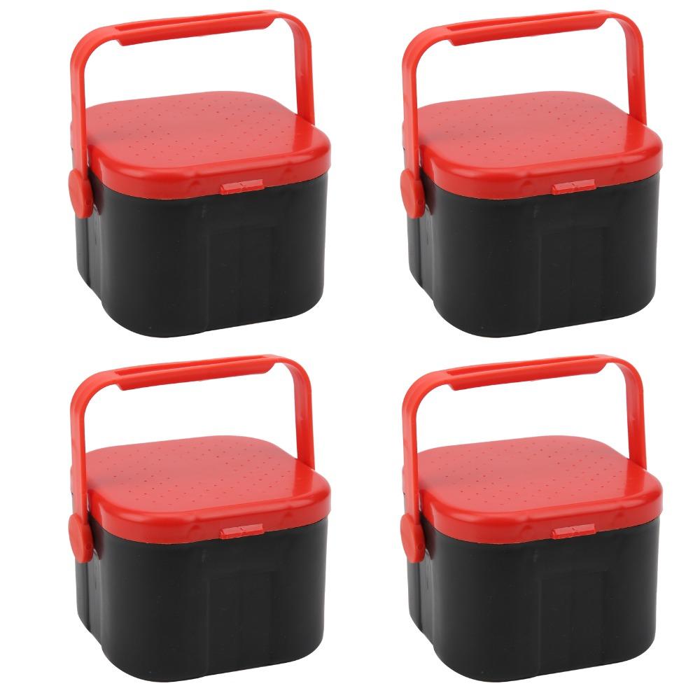 4PCS Plastic Worm Bait Holder with Clip Worm Storage Case Durable Fishing Bait Box for Lure Storage