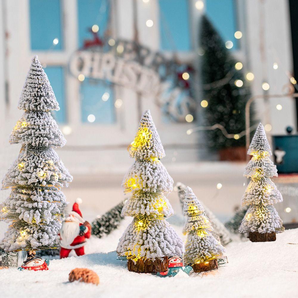 Handmade Flocked Cedar Tree Stable Mini Christmas Tree Mini Snow Pine Tree Party