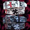 With Skull Pattern Punk Belt Pu Leather Alloy Buckle Head Belt Pin Buckle Belt Various Scenes