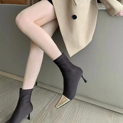 2024 Высококачественная женская обувь, женские сапоги без застежек, модные цветные офисные и карьерные носки, горячая распродажа, остроносые сапоги