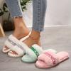 Fashion Women Slippers Winter Rhinestone Luxury Designer Slippers Women Cozy Furry Slippers Soft Plush Home Indoor Shoes Slides Women