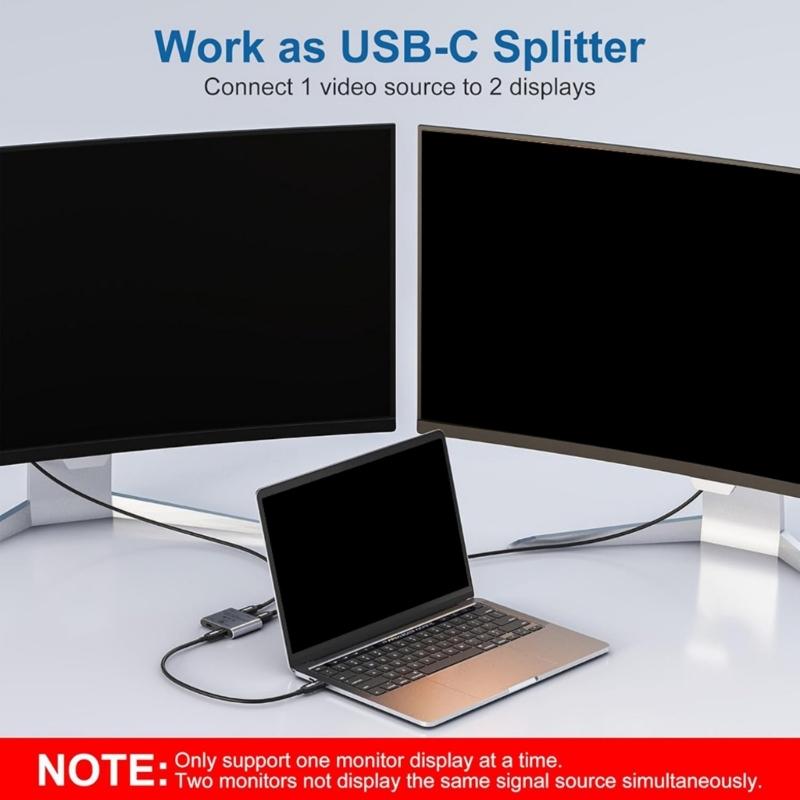 BiDirectional USB C Switcher USB C KVM Switches for 8K@60Hz/4K@144Hz 1080P@165Hz Video Transfer 100W Charging Capability