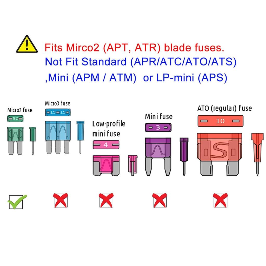 MuHize Micro2 Fuse Tap Adapter Kit - 10 Pack Premium Add-A-Circuit ATR Blade Fuses Holder with 10 Free 5A Fuses | Easy Installation for Car Truck SUV