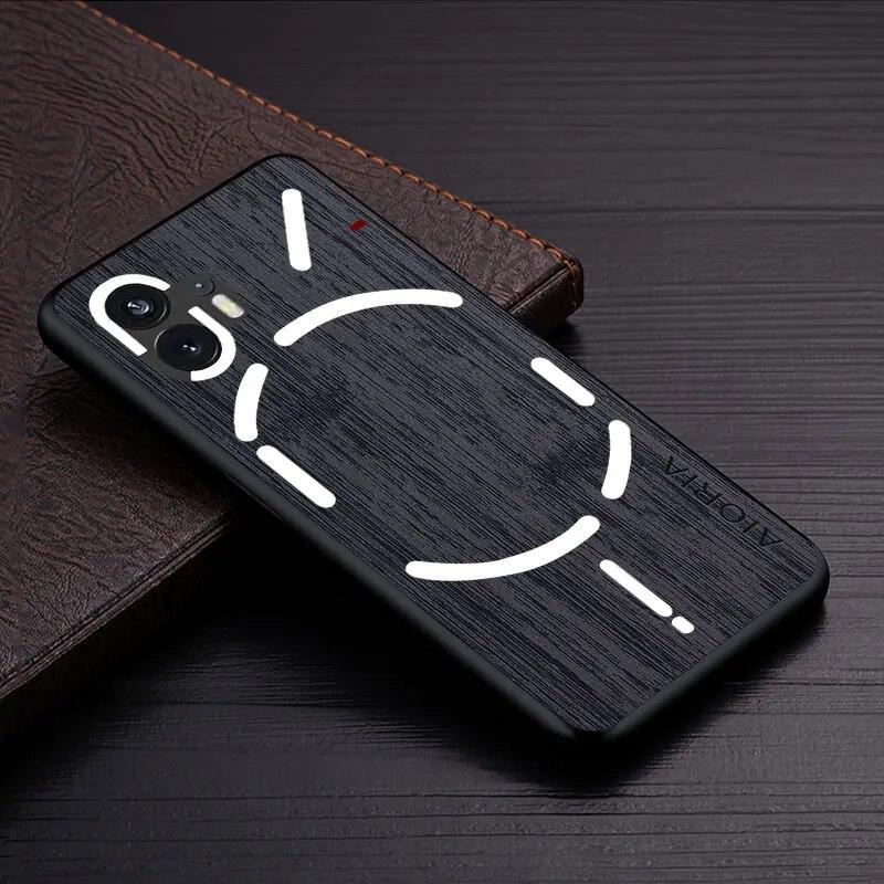 Case for Nothing Phone 1 2 Two Nothing Phone2 Funda Bamboo Wood Pattern Leather Phone Cover Luxury Coque for Nothing Phone 2 Case
