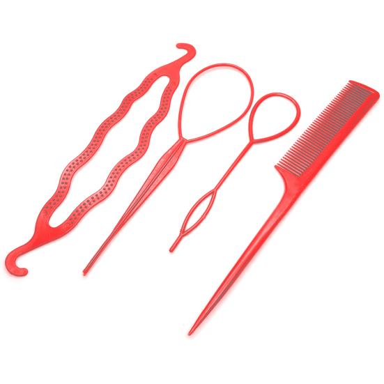 4шт коса хвост булочка расческа аксессуар для волос DIY парикмахерский набор для укладки волос