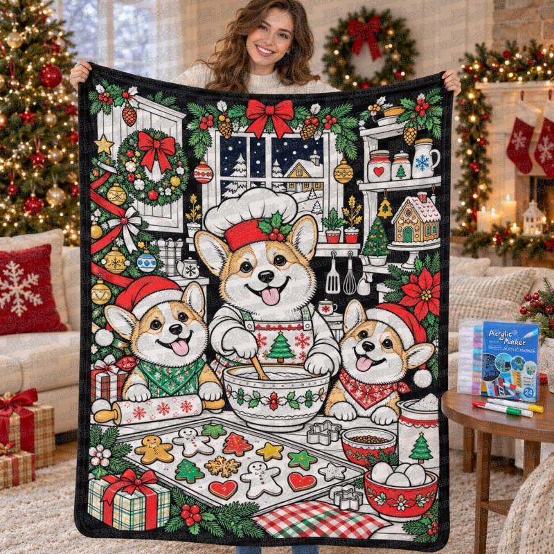 Santa Claus Coloring Flannel Blanket 2026 All Season Office Nap Soft