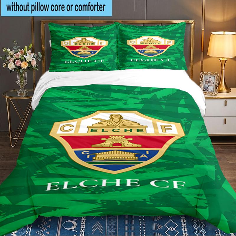 3PCS Football Elche Crest Design Bedding set,Ideal for1pc Duvet Cover And 2pcs Pillowcases Perfect for Christmas gift,Ideal for Bedroom, Dormitory