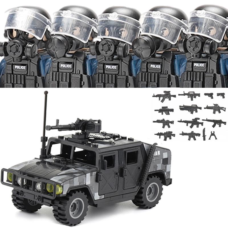 Городская полиция Китай Спецназ Конструктор Штурмовой солдат Фигурки SWAT Маска газовой защиты Военное оружие Кирпичики Игрушки Дети