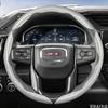 Breathable Perforated Leather Steering Wheel Cover for Gmc, Segmented Quick-Release Design, Non-Slip and Durable