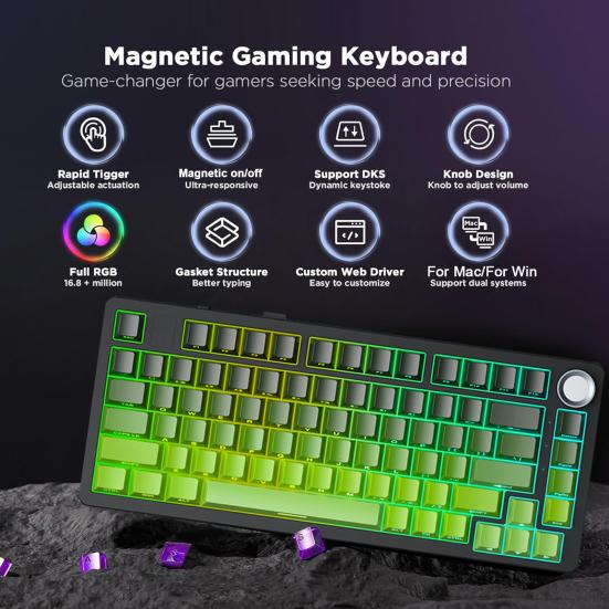 Механическая клавиатура Совместимость с Bluetooth/2.4G/Type-C Проводное подключение Трехрежимное подключение Полноразмерная клавиатура с возможностью горячей замены 81 клавиша