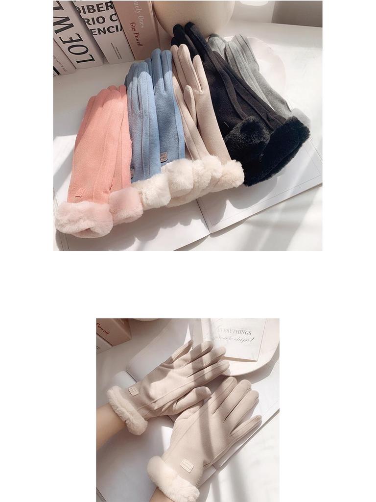 Женские зимние перчатки с сенсорным экраном из толстого бархата для вождения, езды на велосипеде и катания на лыжах - имитация кашемира и хлопка, тепло для осени и зимы 