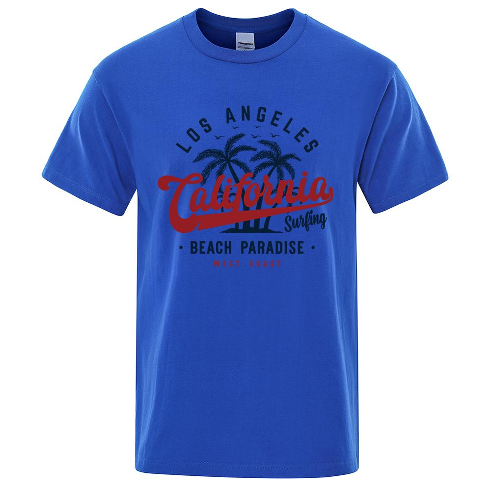 Beach Paradise Мужские топы Модная футболка с круглым вырезом Хлопковая летняя футболка Дышащая одежда больших размеров